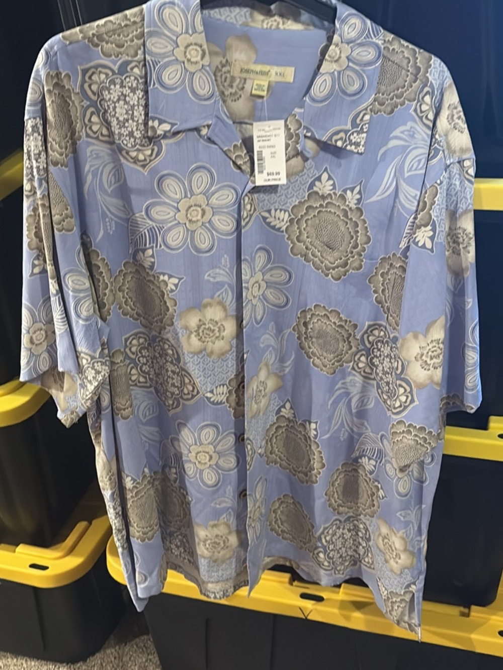 Joseph & Feiss Light Blue and Cream Floral Resort Shirt